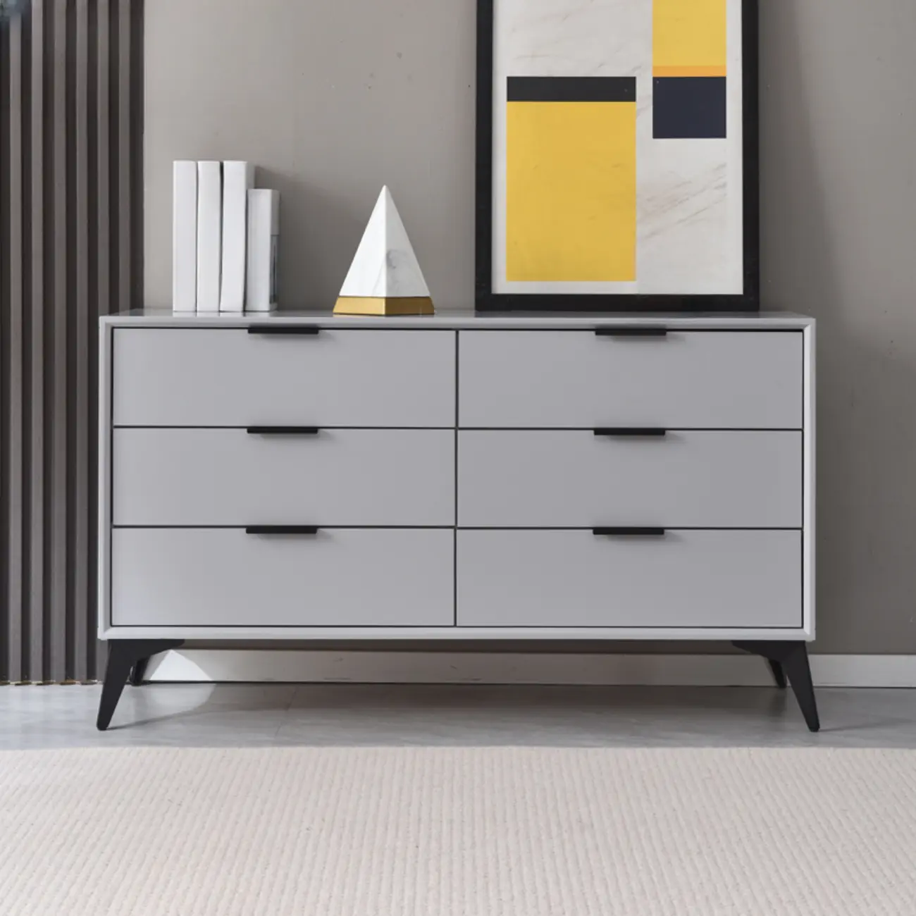 Industrial Grey Console Dresser with Double Storage