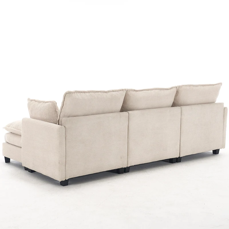 102 Velvet U-Shaped Sectional Sofa with Ottoman & Lumbar Pillows