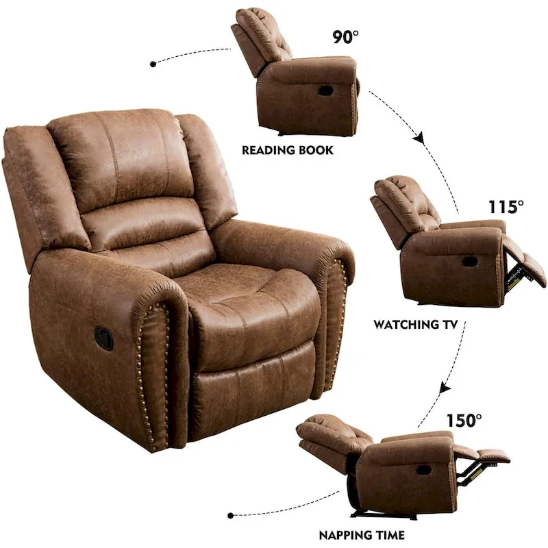 Overstuffed Manual Standard Recliner Chair Sofa