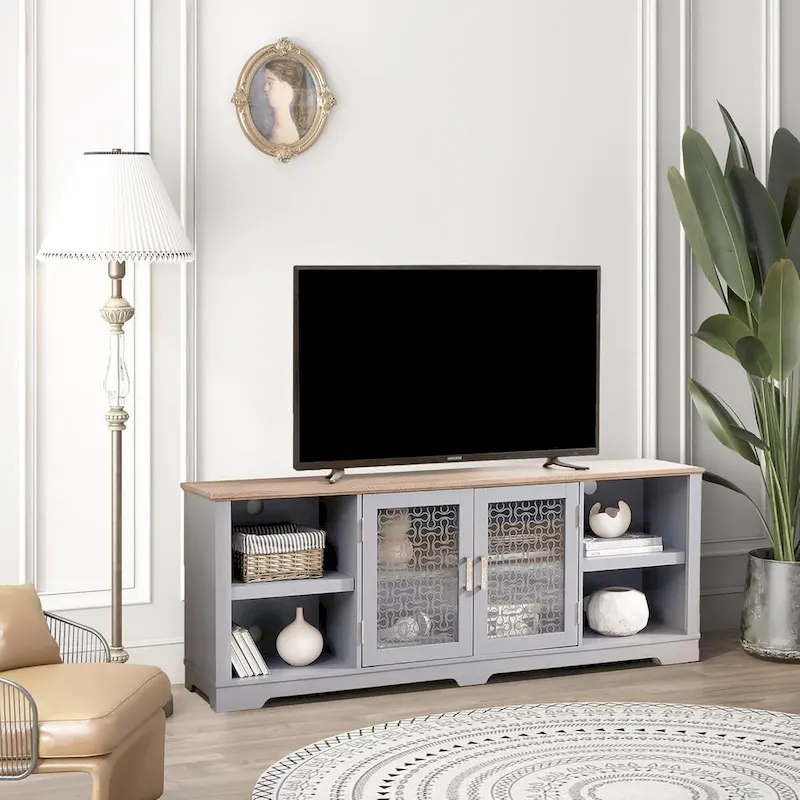 Roomfitters Modern Farmhouse TV Media Stand, Barn-Inspired Home Entertainment Console