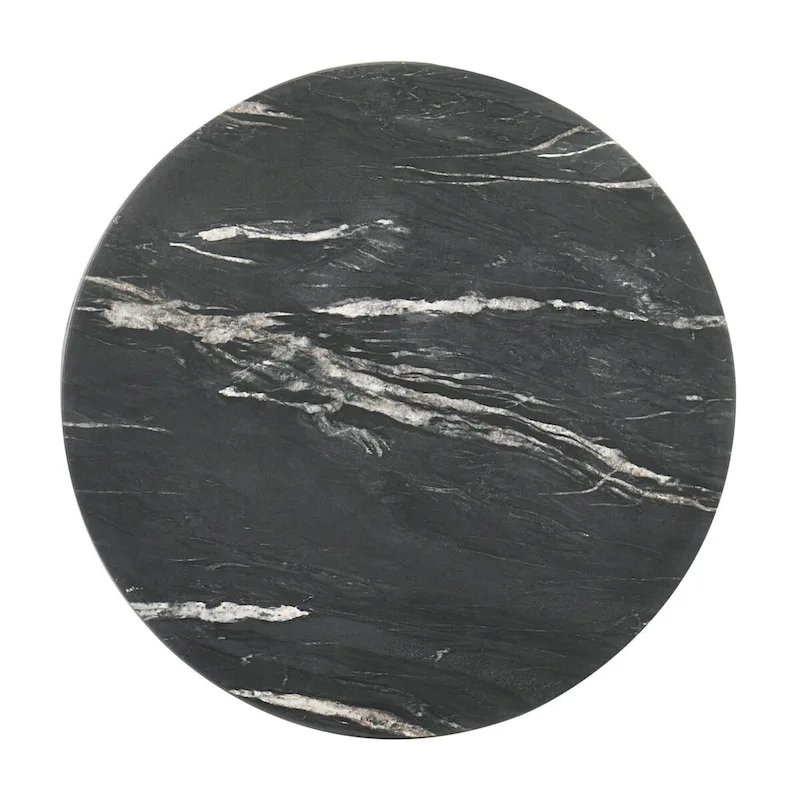 Enlow Black End Table with Marble-like Top
