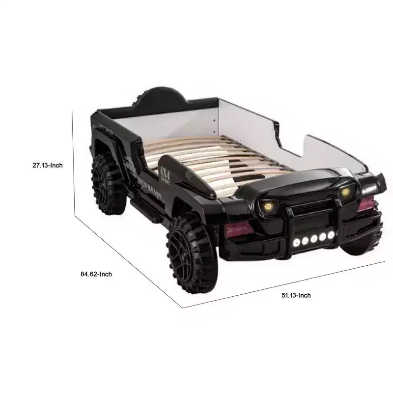 Royal Hampton SUV Twin Bed With Lights, Sound Effects, Black Faux Leather