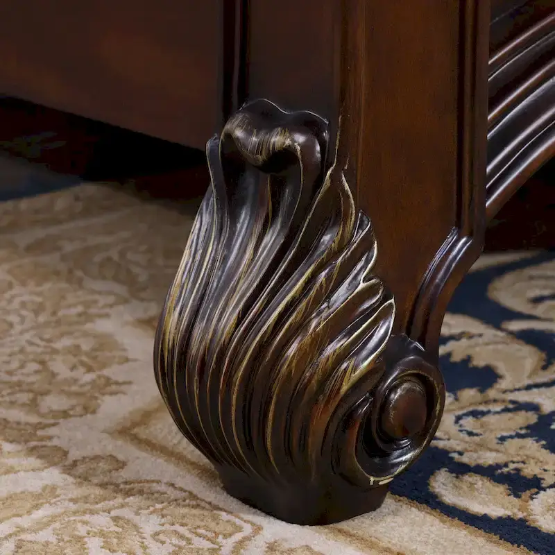 Furniture of America Eugene Traditional Dark Cherry Solid Wood Four Poster Panel Bed with Carved Details