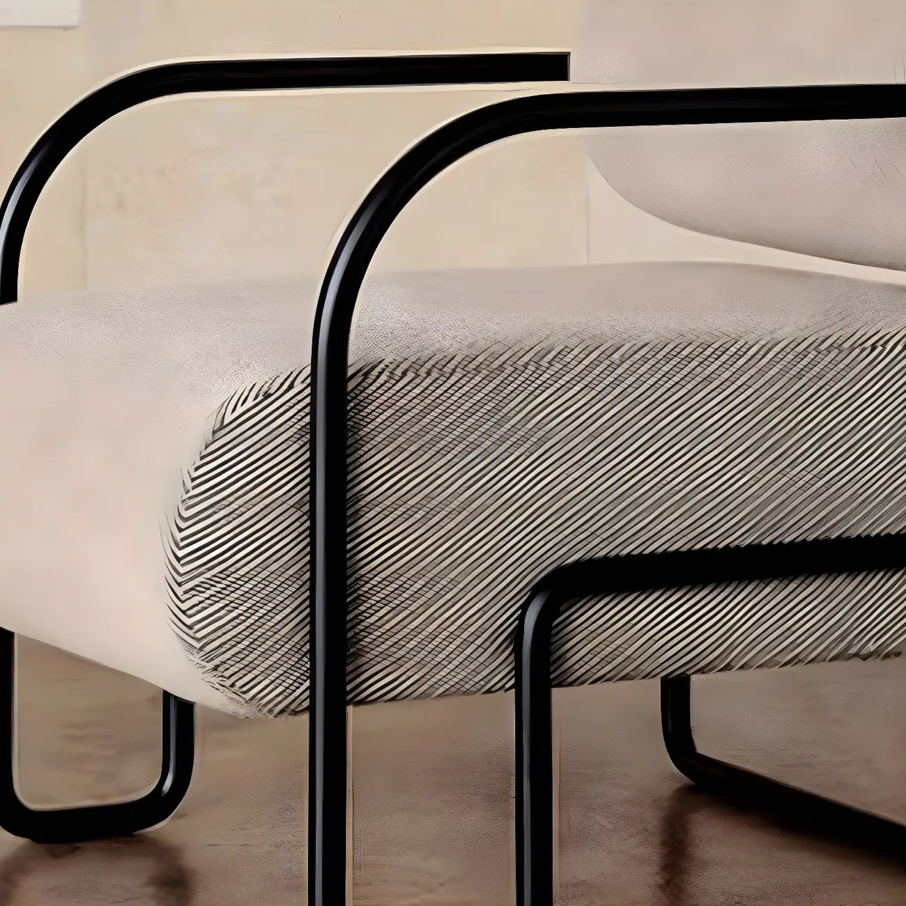 Industrial Leather/Velvet Accent Chair with Metal Frame