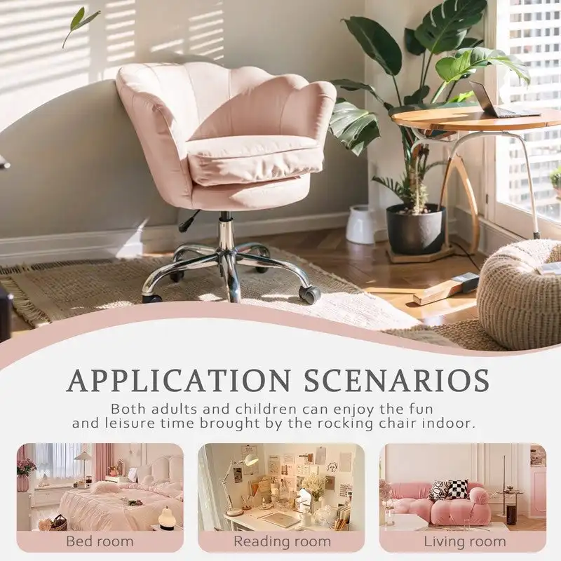 VANITII Accent Chair Swivel Vanity Chair Office Desk Chair With Wheels Modern Height Adjustable Pink/Grey/White