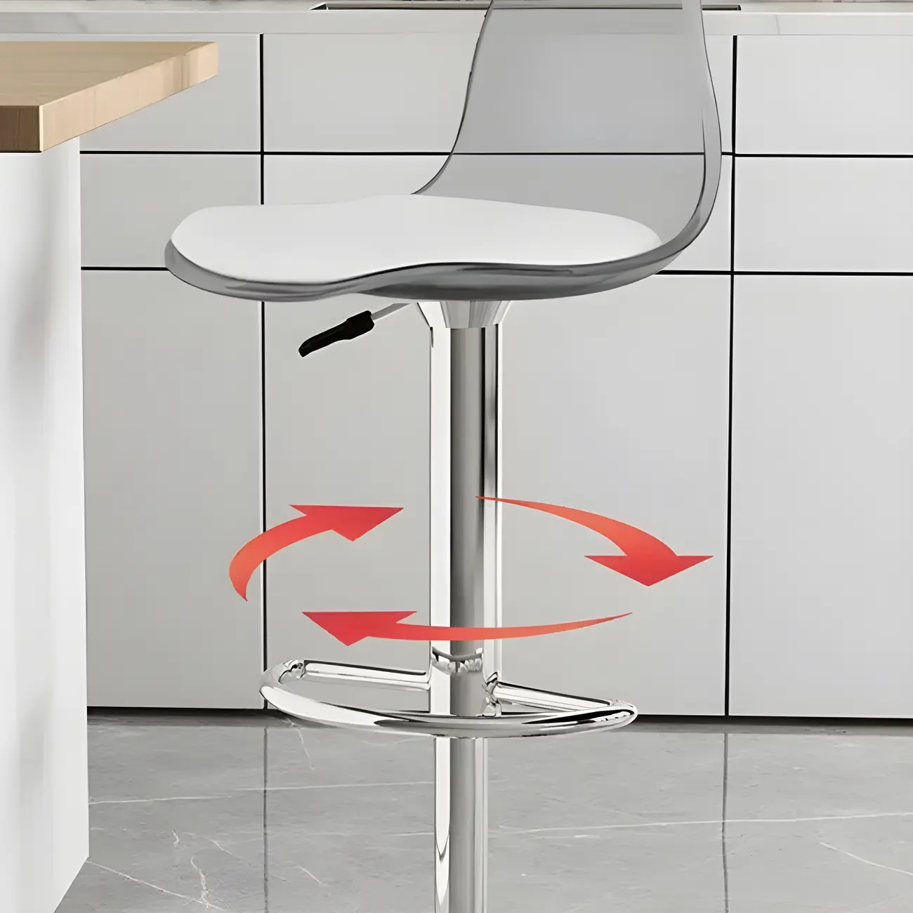 Modern Swivel Cushioned Acrylic Bar Stools with Backs