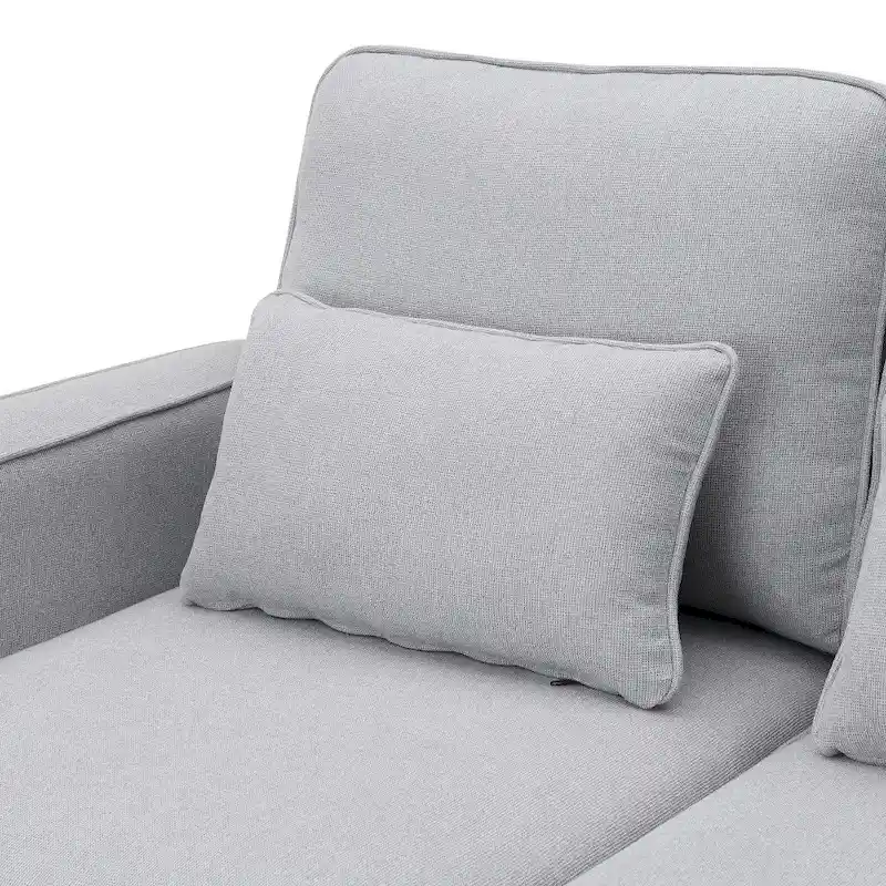 104  4-Seater Modern Linen Fabric Sofa with Armrest Pockets and 4 Pillows