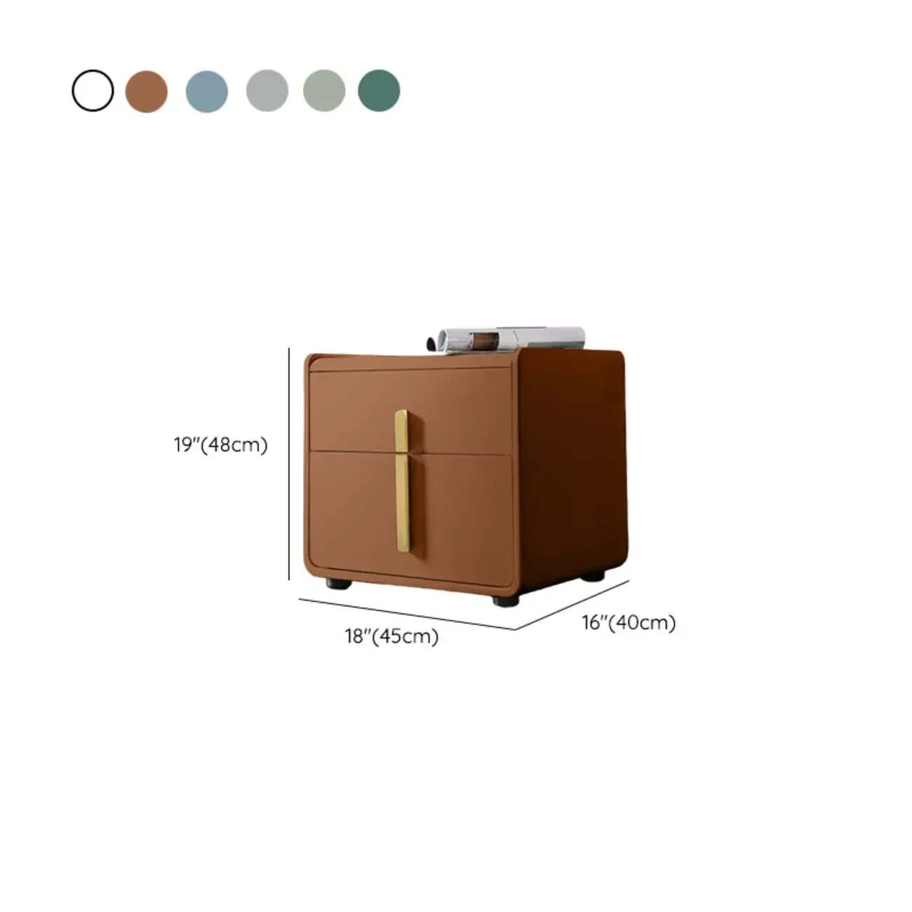 Modern Bedside Table – Faux Leather White Nightstand