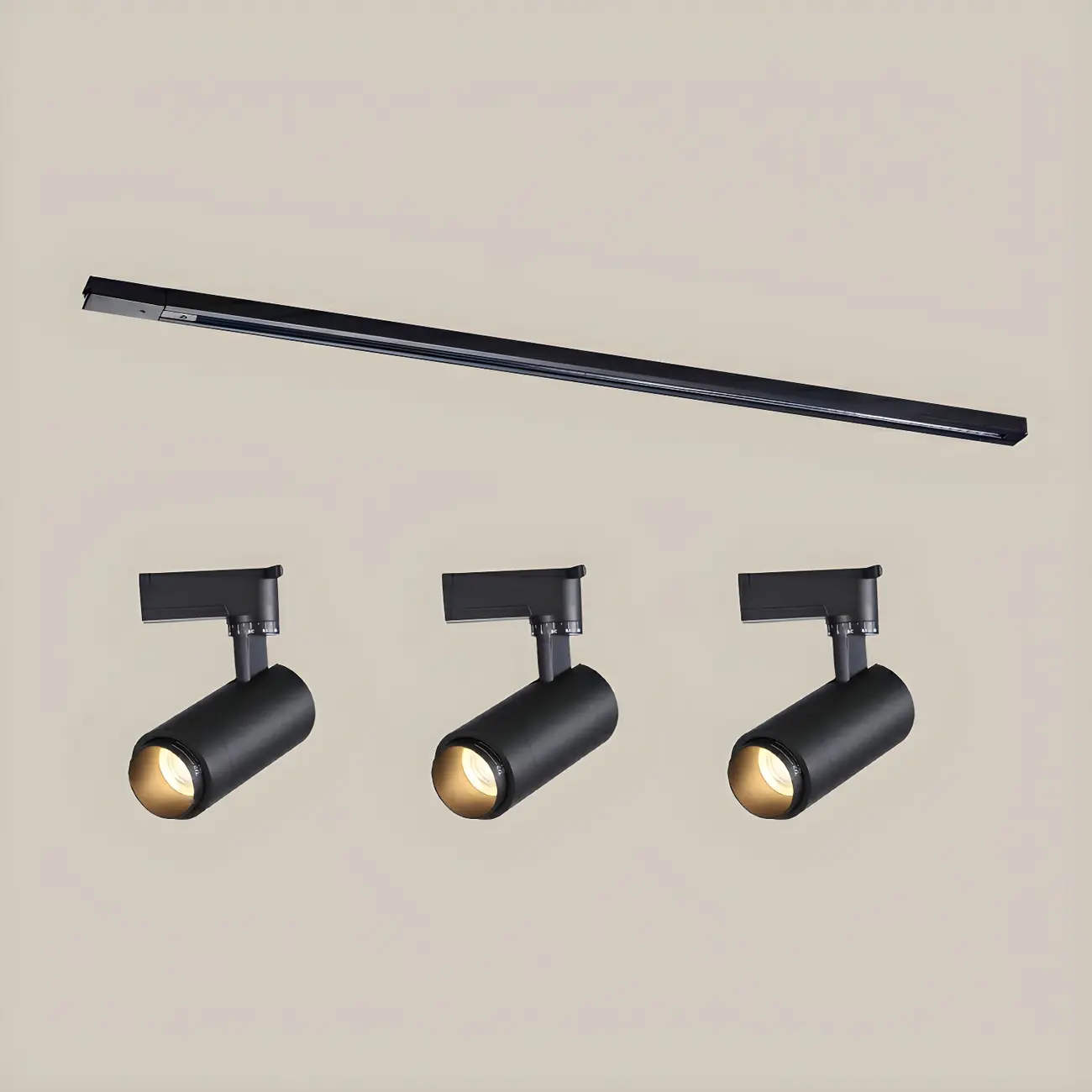 Simple 3-Light Cylinder Metal Black LED Track Light