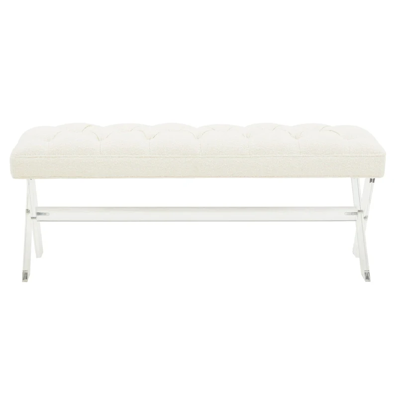 SAFAVIEH Couture Ketevan Tufted Acrylic Bench - 48x18x18. - 48 W x 18 L x 18 H - 48Wx18Dx18H