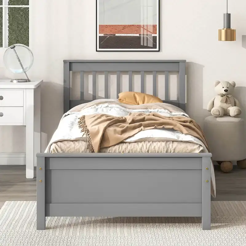 Twin Bed with Headboard and Footboard With a Nightstand