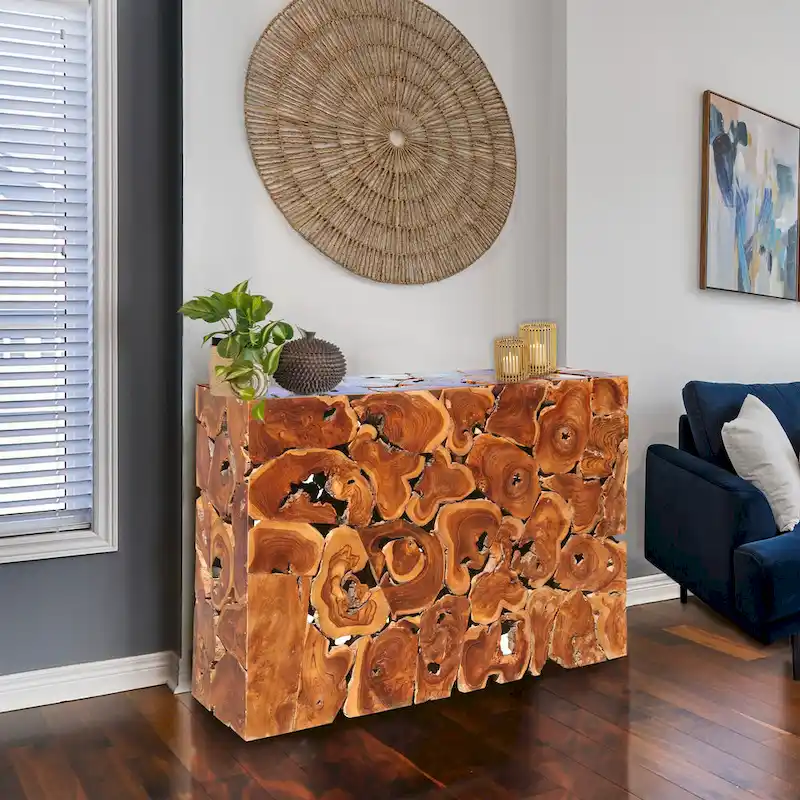 Chic Teak Rustic Teak Wood Akar Console Table