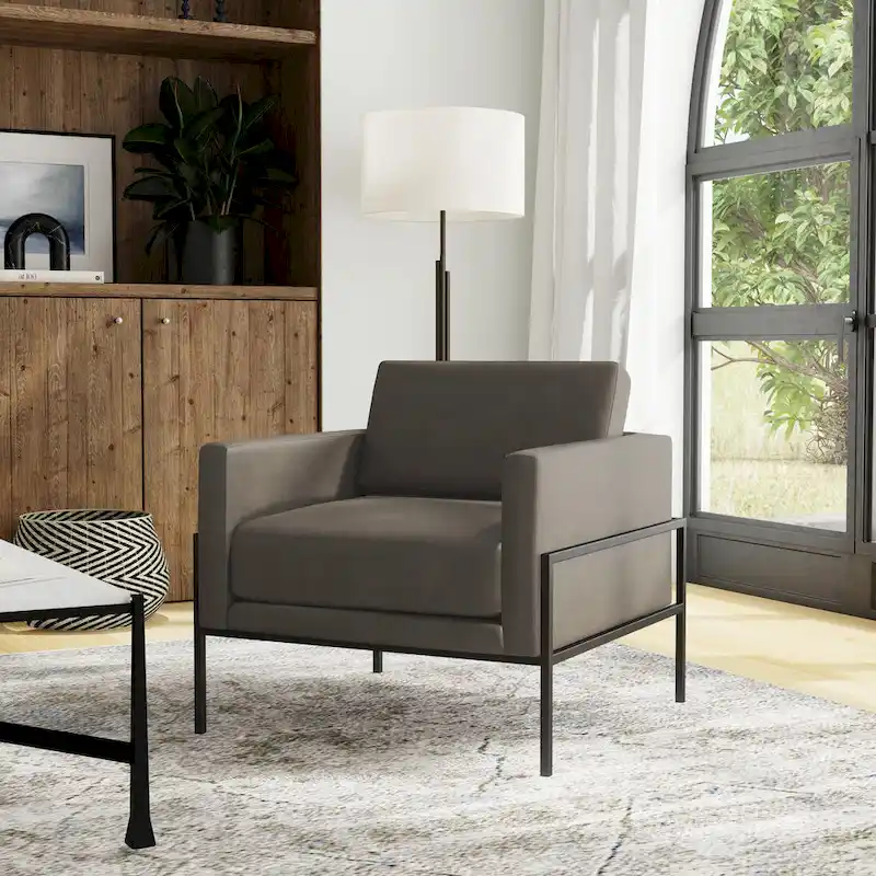 HomePop Modern Upholstered Club Chair w/Metal Frame