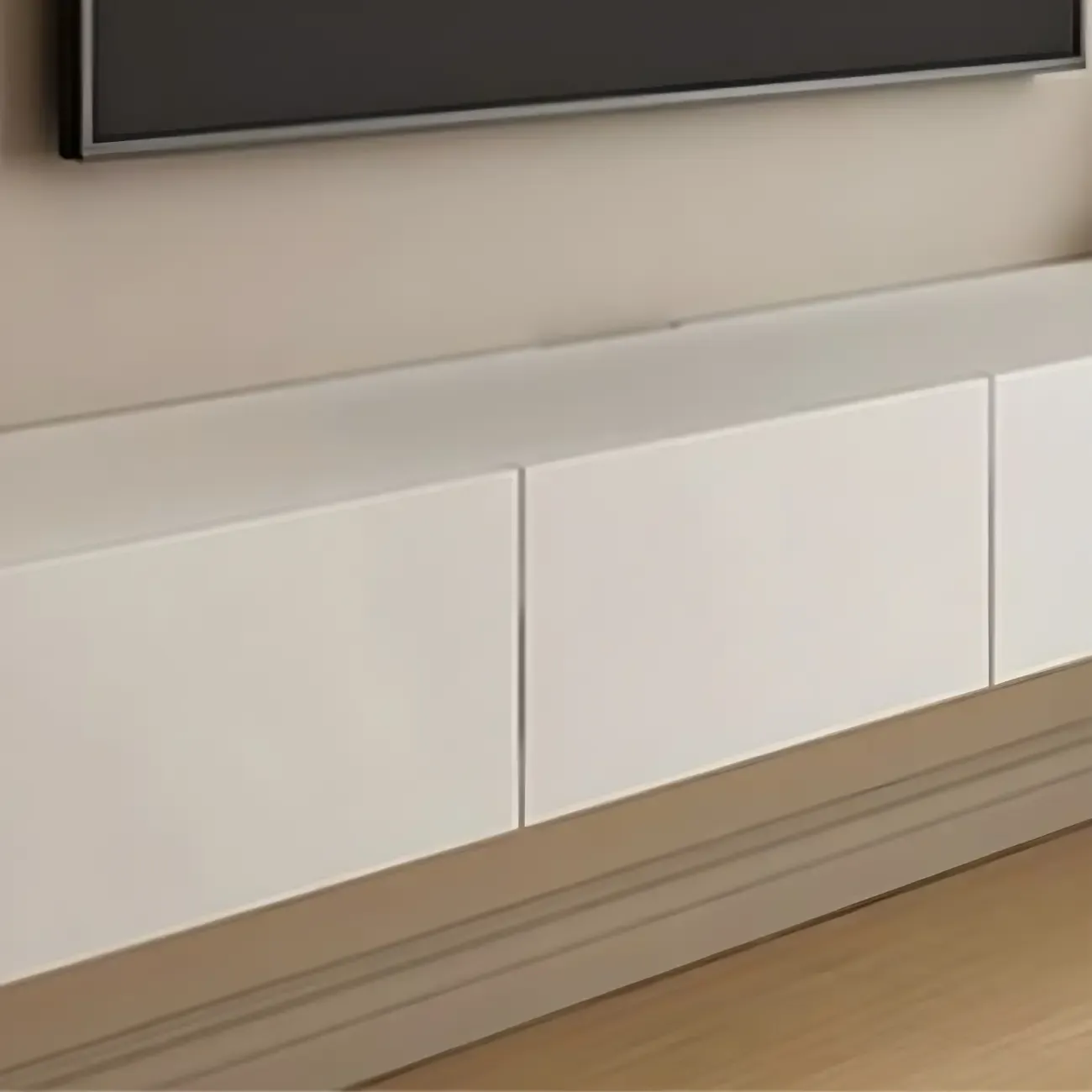 Modern Wooden Wall-Mounted TV Stand in White