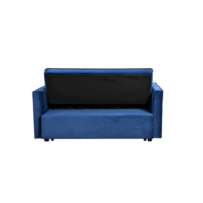 Modern Velvet Loveseat Futon Sofa Couch Pullout Bed, Small Love Seat Lounge Sofa w/Reclining Backrest, Toss Pillows, Pockets