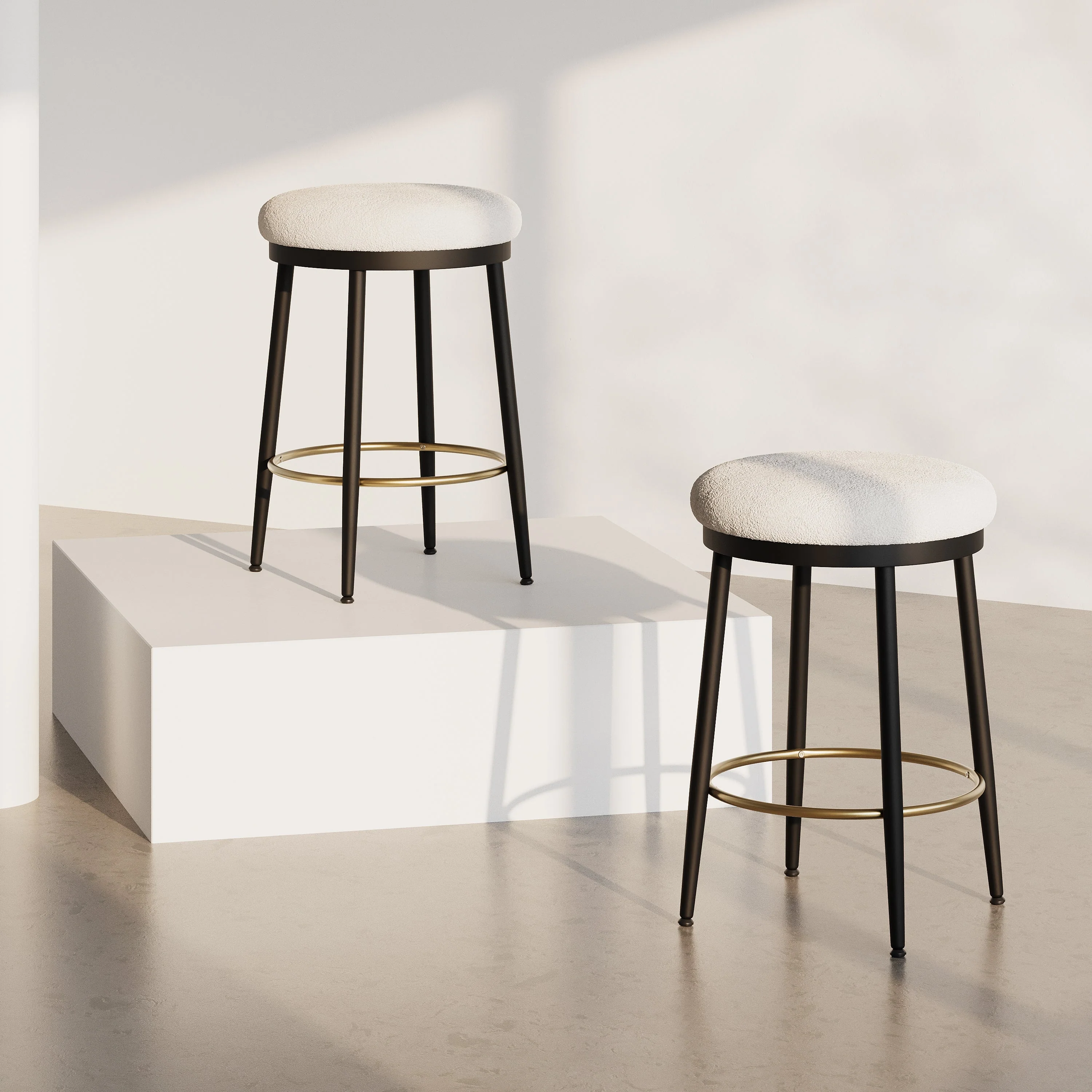Set of 2 Modern Upholstered Counter Stools ¨C 24.75 Seat Height