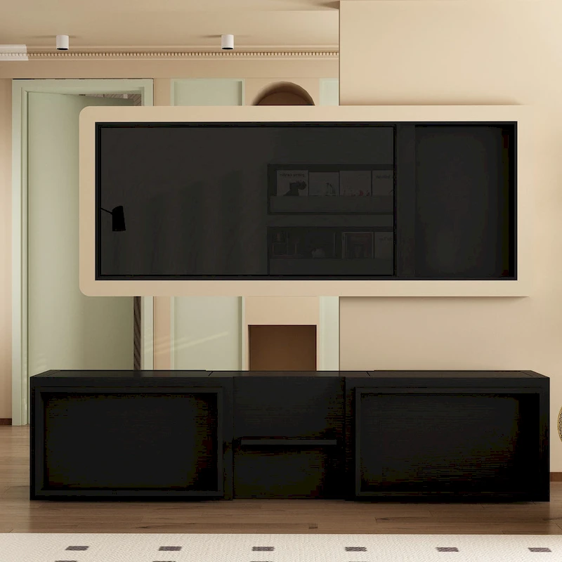 Entertainment Center Table Retracted Extendable TV Stand in Stretch