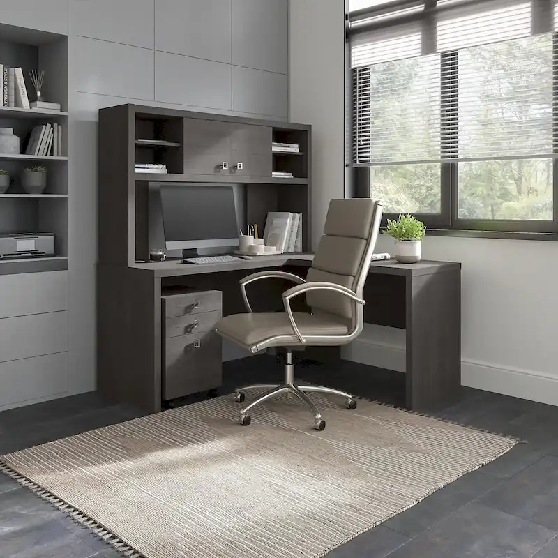 Echo L Shaped Desk with Hutch and Drawers by Bush Business Furniture