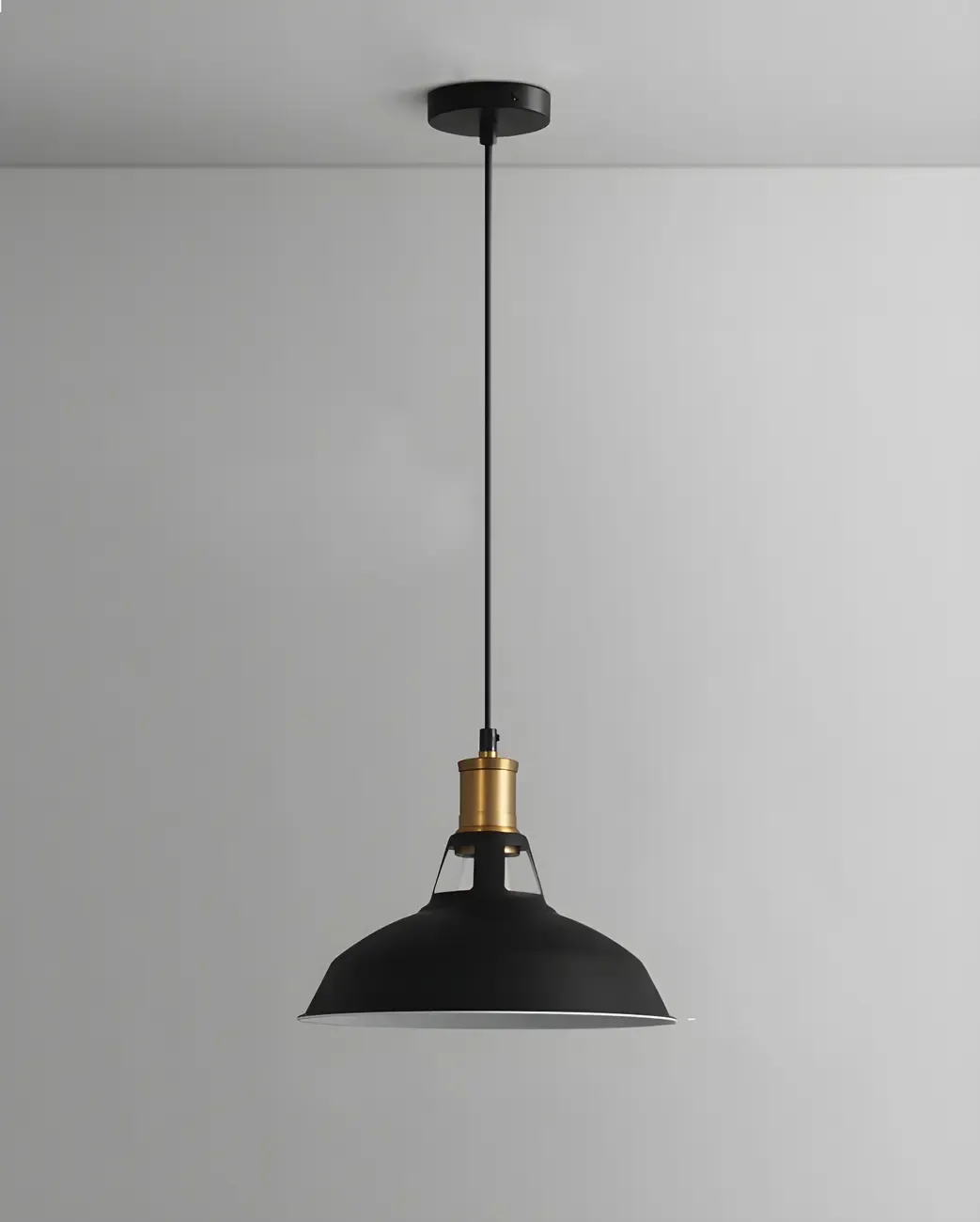 Industrial 1-Light Black Gold Iron Barn Pendant Light
