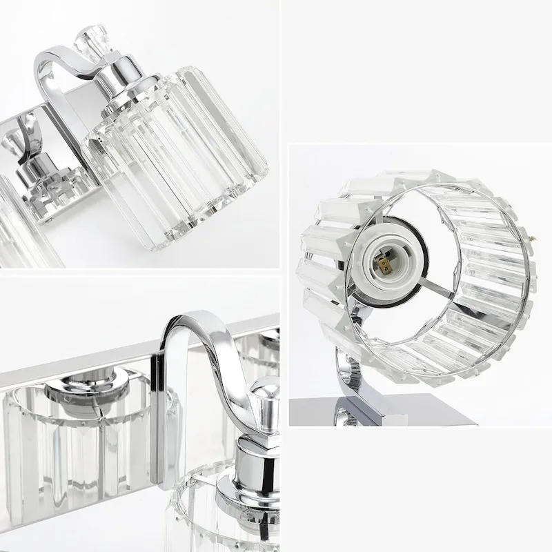 Modern Chrome Led Crystal Vanity Lights Over Mirror 4 Lights