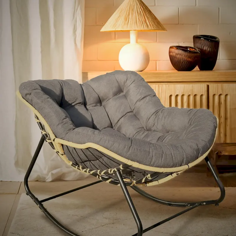 Egg Rocking Chair with Rattan Design