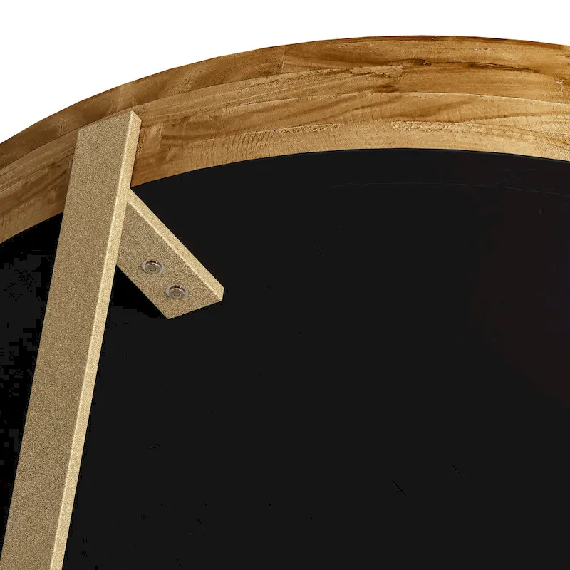 33.86 Modern Retro Splicing Wooden Round Coffee Table with Cross Legs Base