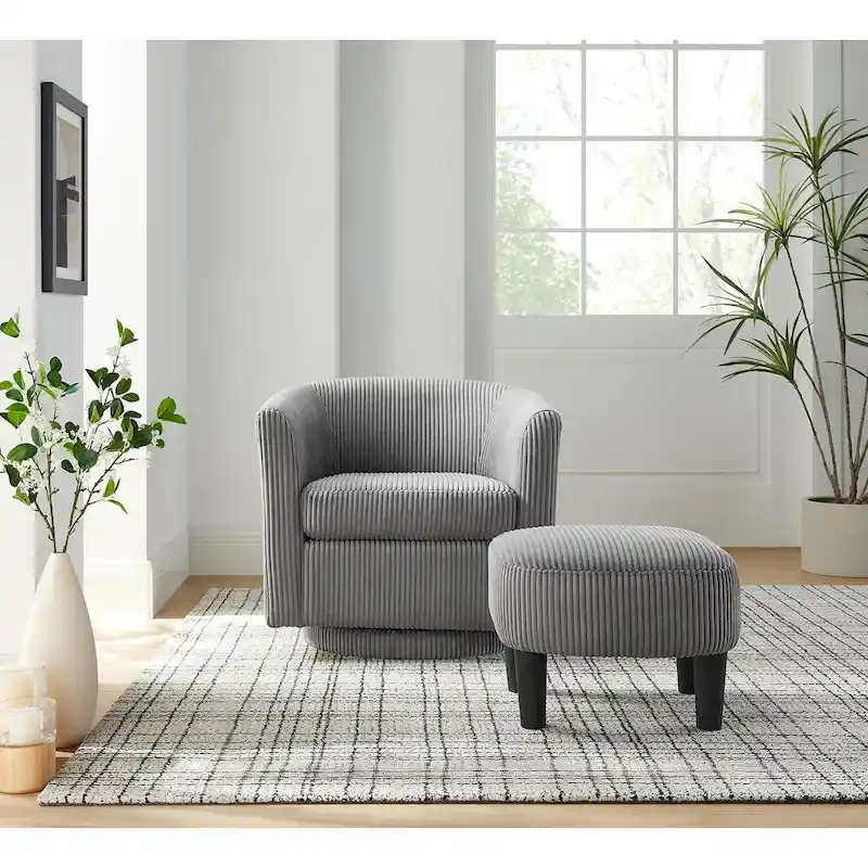 360° Swivel Accent Chair with Ottoman