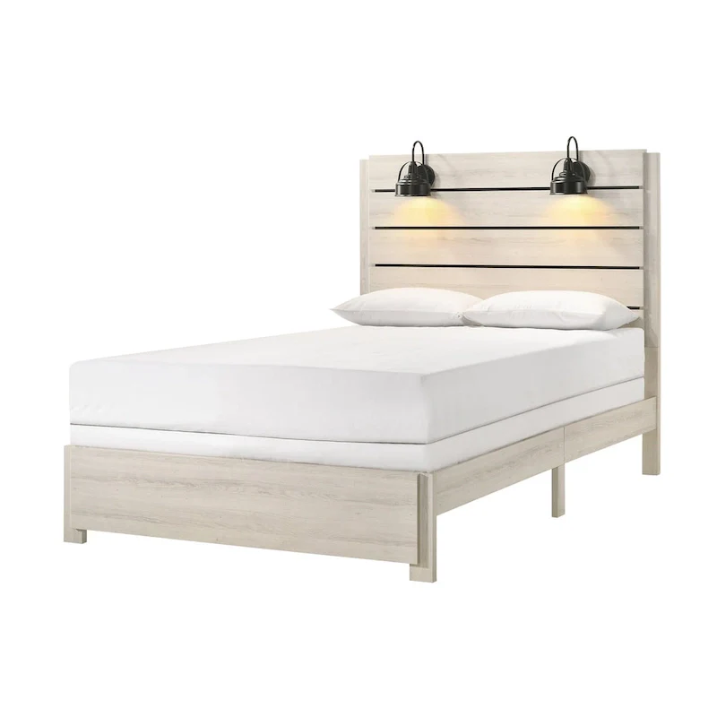 Edyth 3 Piece White LED Panel Bedroom Set