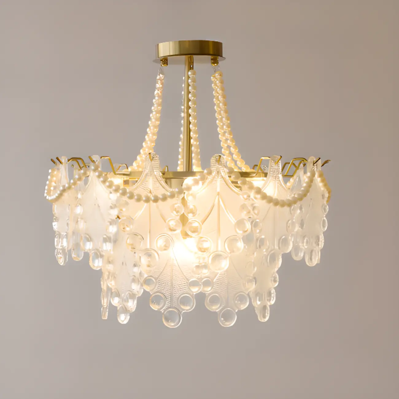 Gold Crystal Beads Chandelier with Elegant Design