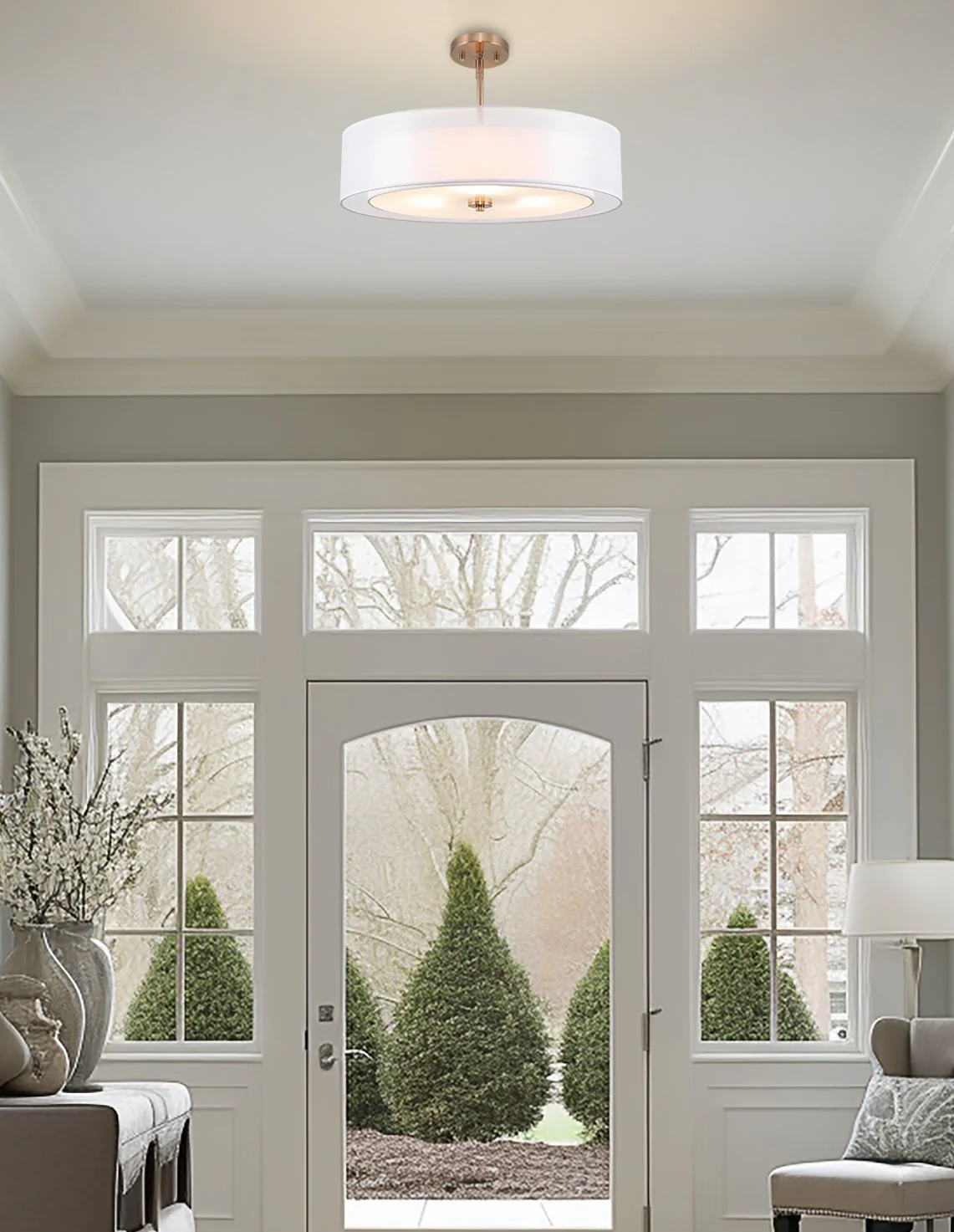 Lindos 20 Modern 3-Light Double Drum Chandelier