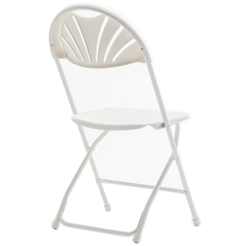 White Plastic Folding Chair Steel Frame Commercial High Capacity Event Chair Lightweight Wedding Party Set of 6