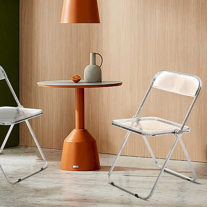 Modern Acrylic Stackable Folding Dining Chair (Set of 2) Transparent