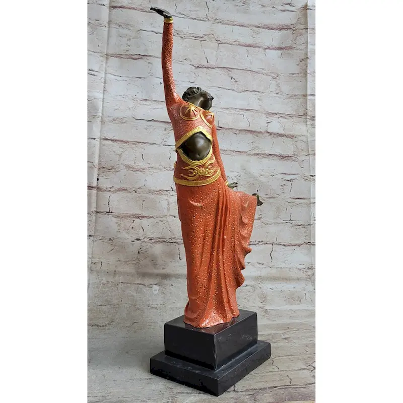 Signed D.H.Chiparus Bronze Statue, Art Deco Dancer Sculpture Hand Made Figurine