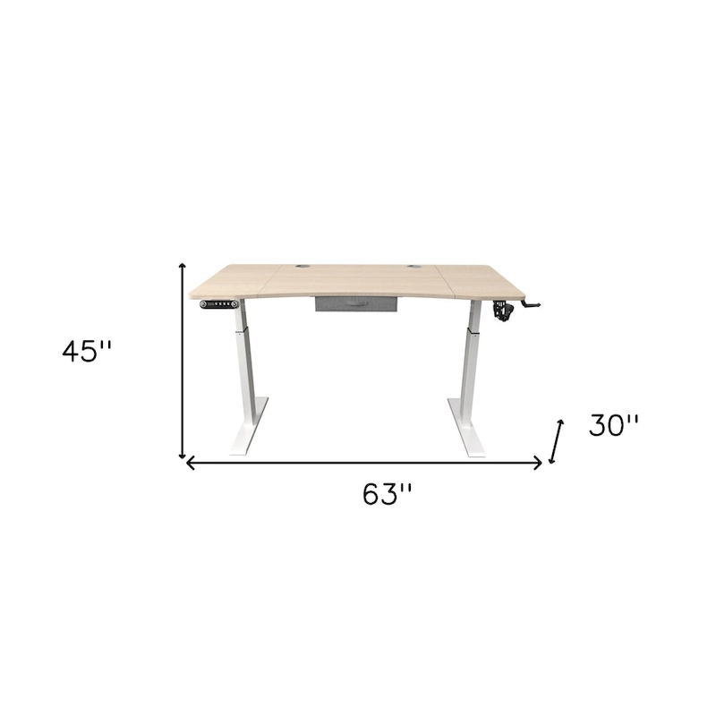 HomeRoots Adjustable Oak and White Wood and Metal Standing Desk
