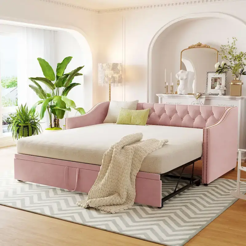 Modern Twin Size Daybed with Pop Up Trundle