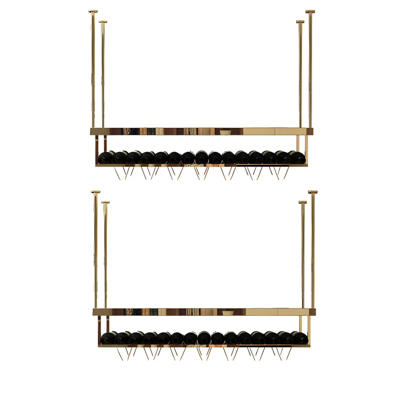 Modern Metal Hanging Wine Rack with Glass Holder