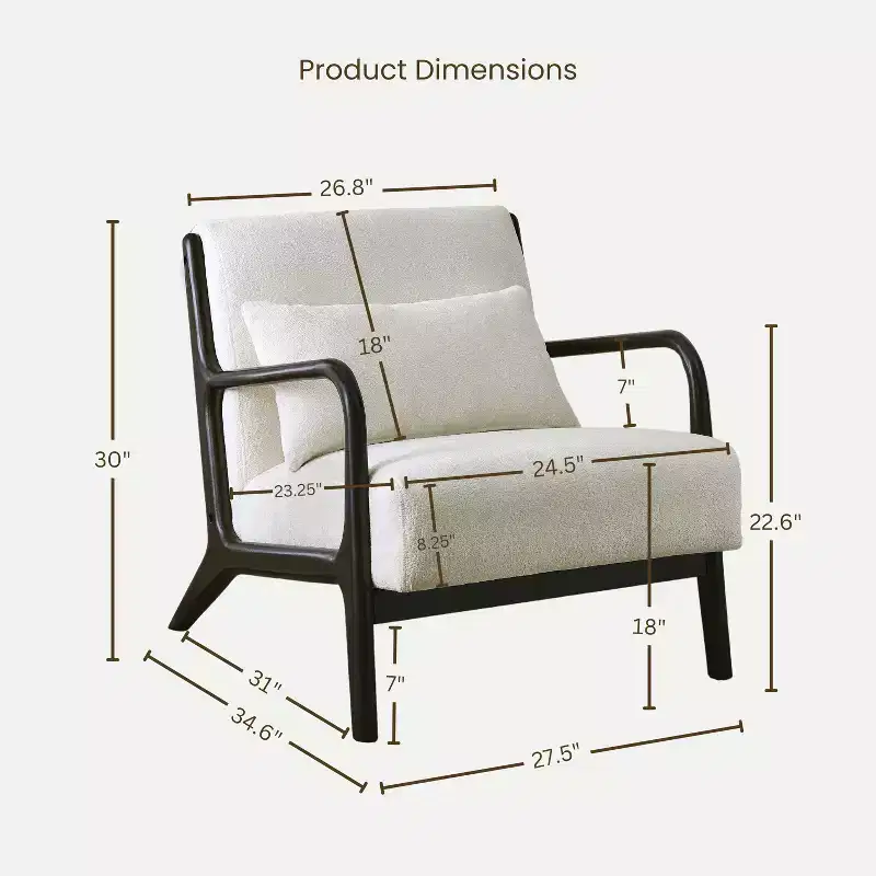 Roundhill Furniture Eterna Mid-Century Modern Style Accent Chair with Removable Lumbar Pillow