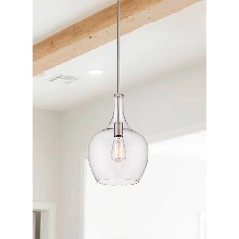 Retro Modern Clear Glass Mini Pendant in Brushed Nickel