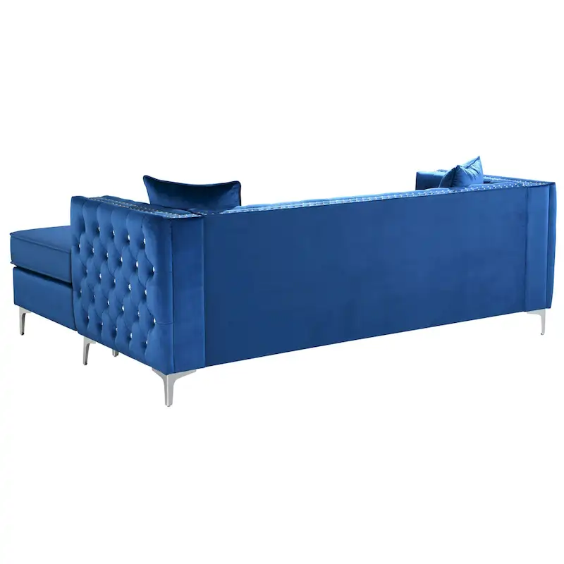 Paige Velvet Tufted Sofa with Chaise
