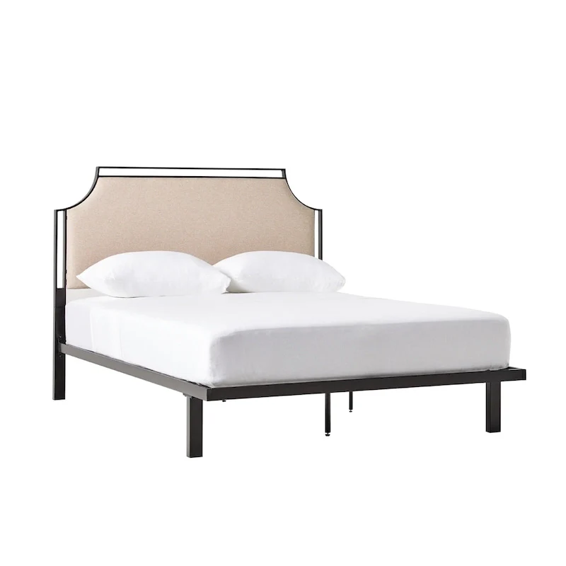 Middlebrook Designs Upholstered Curved Metal Queen Bedframe