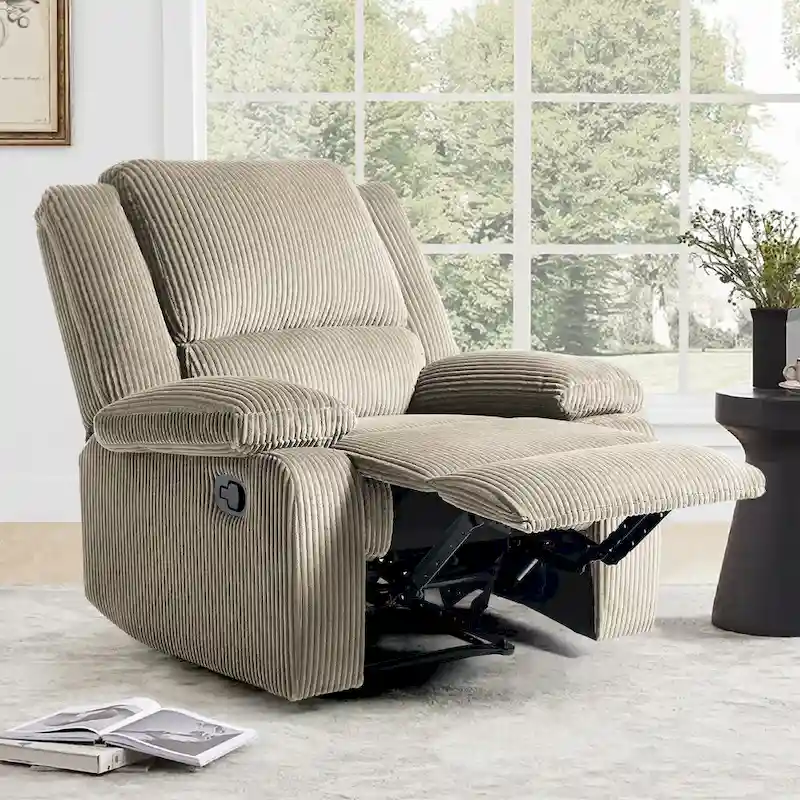 Vegan Leather Upholstered Push Back Manual Recliner Chair