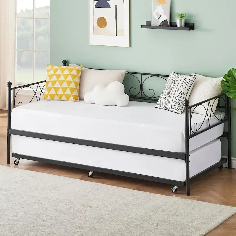 Twin Day Bed with Pull Out Trundle Bed Frame