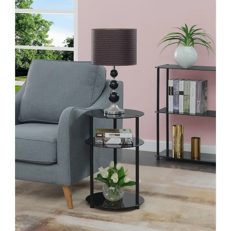 Convenience Concepts Designs2Go Classic Glass 3 Tier Round Table