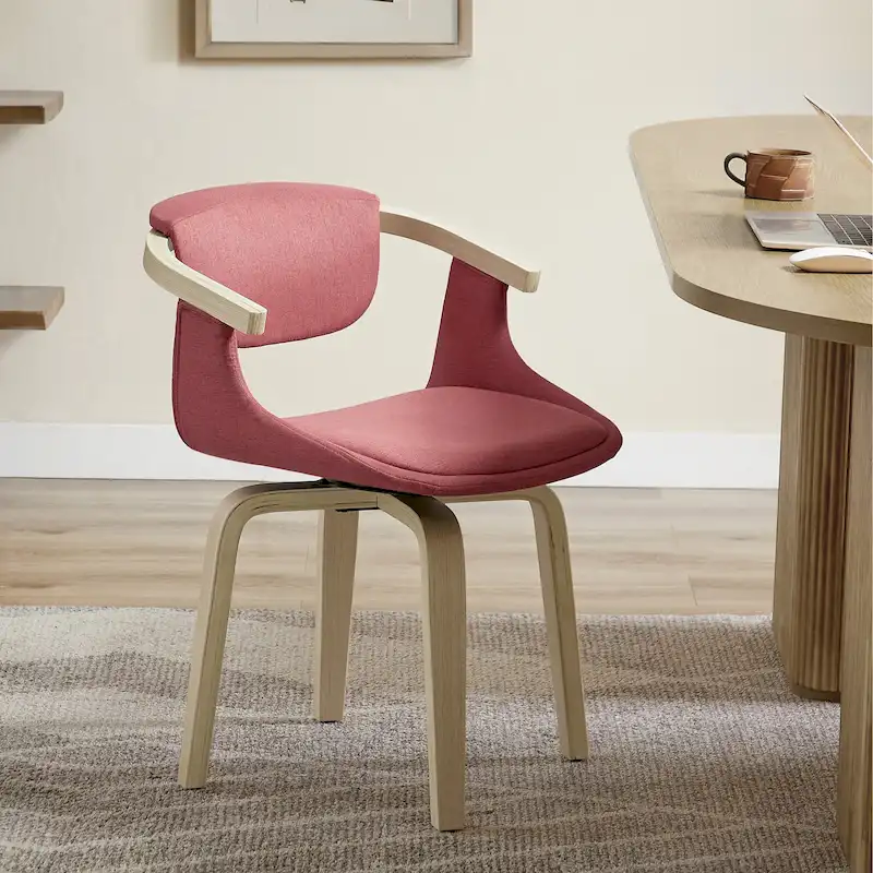 Art Leon Swivel Upholstered and Wood Accent Chair