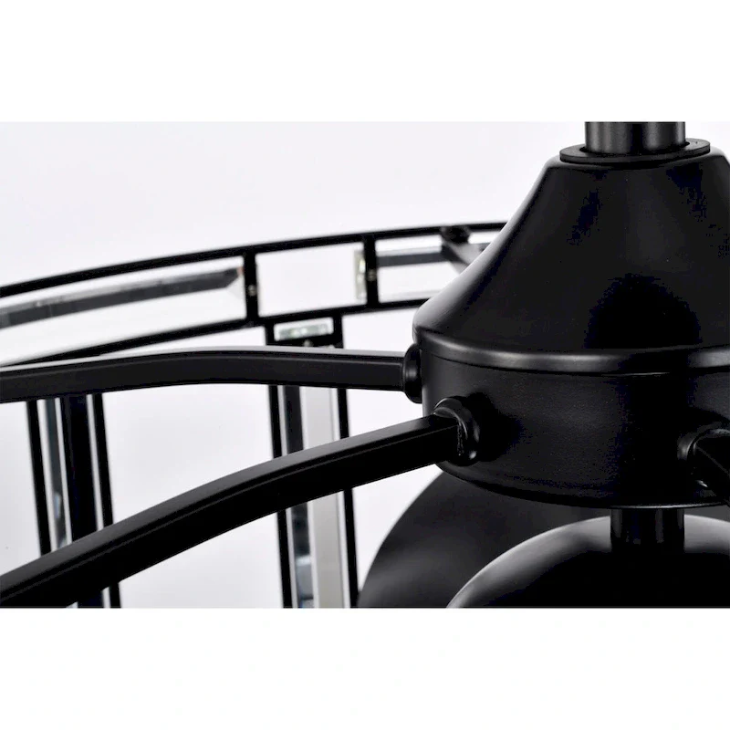 Livia 25 Inch Elegant and Glam Style Matte Black Finish Crystal Lighted Ceiling Fandelier with Remote