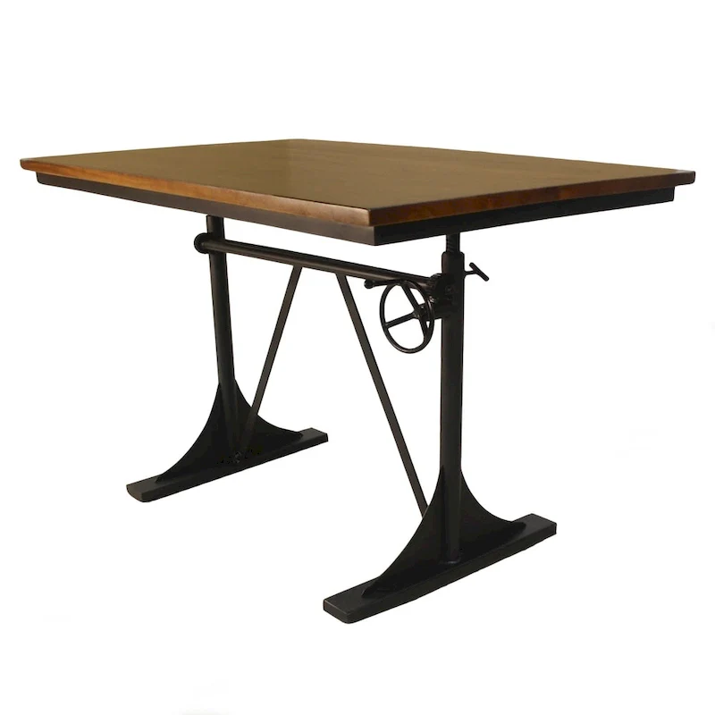 Adjustable-Height Crank Table with Industrial Base