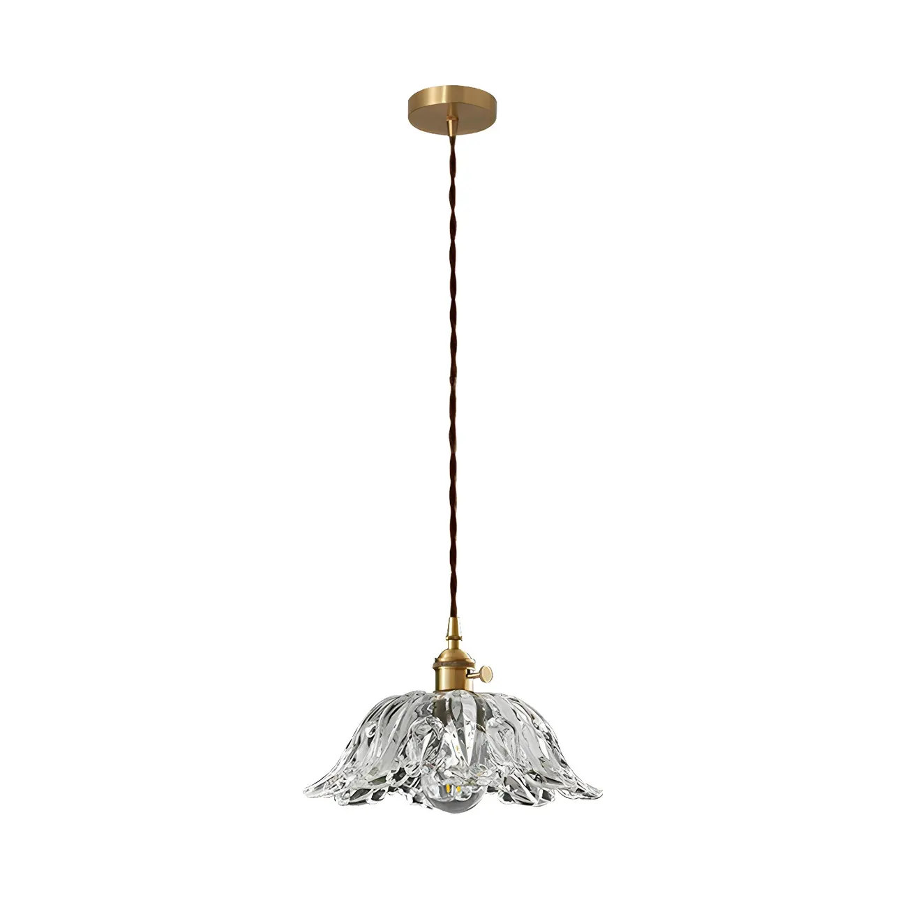 Vintage Clear Glass Floral Pendant Lamp for Living Room