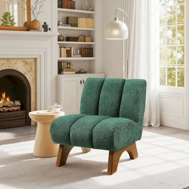 Art Leon Modern Wood and Fabric Accent Sofa Chair