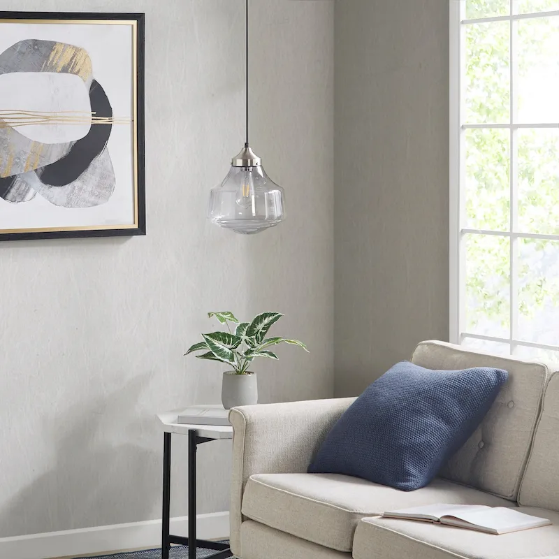 Madison Park Signature Elm Bell-Shaped Glass Pendant