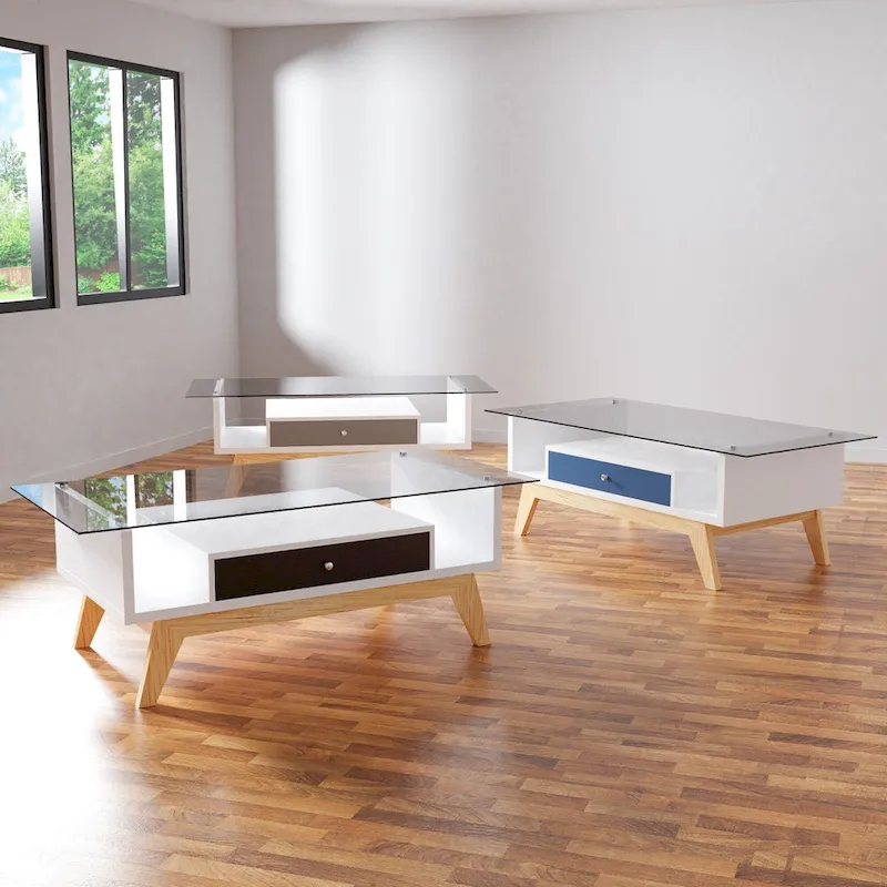 Tevi Modern 47-inch Glass Top 1-Shelf Coffee Table by Furniture of America